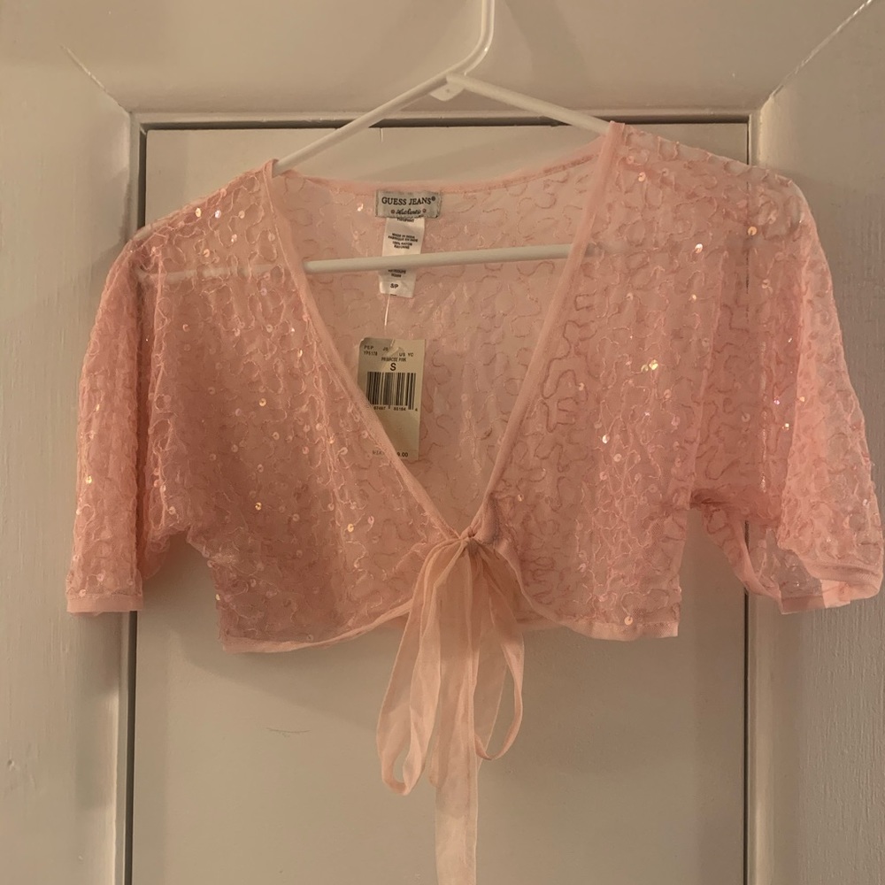 Guess Dressy Pale Pink Sequin Bolero Shrug NWT
